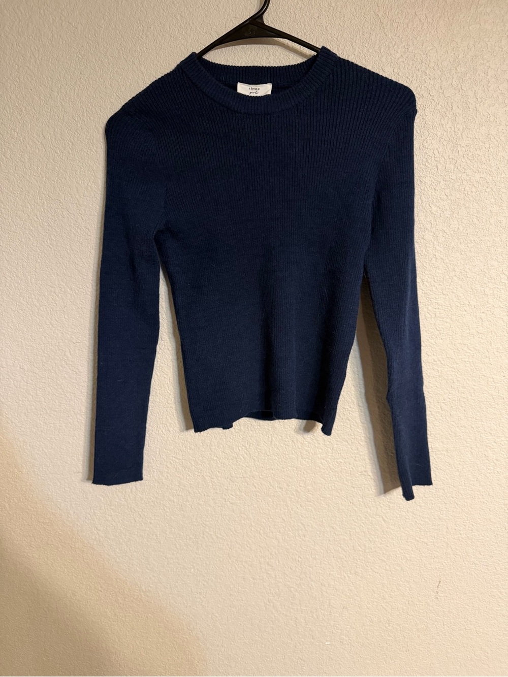 Kids Navy Ribbed Crewneck Sweater - Classic Knit Top